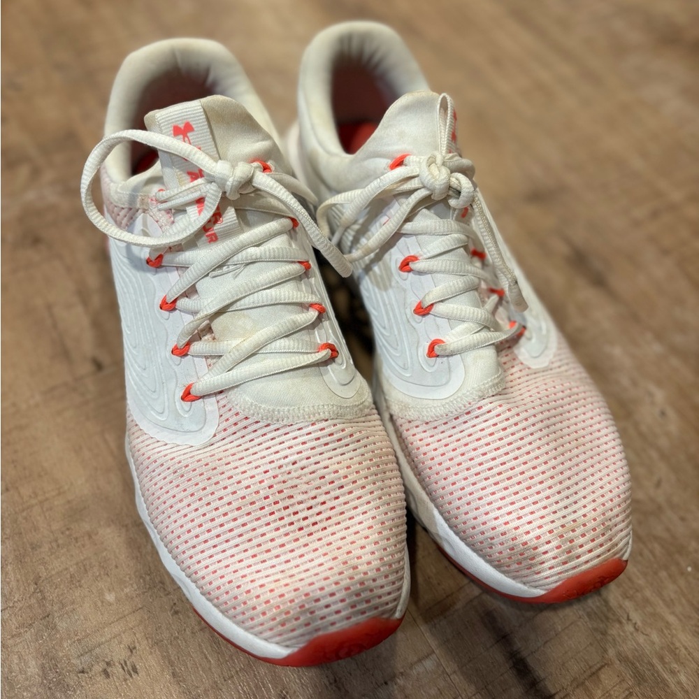 Under Armour White and Pink Athletic Sneakers